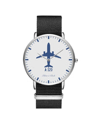 Thumbnail for Airbus A320 Leather Strap Watches Pilot Eyes Store Silver & Black Nylon Strap 