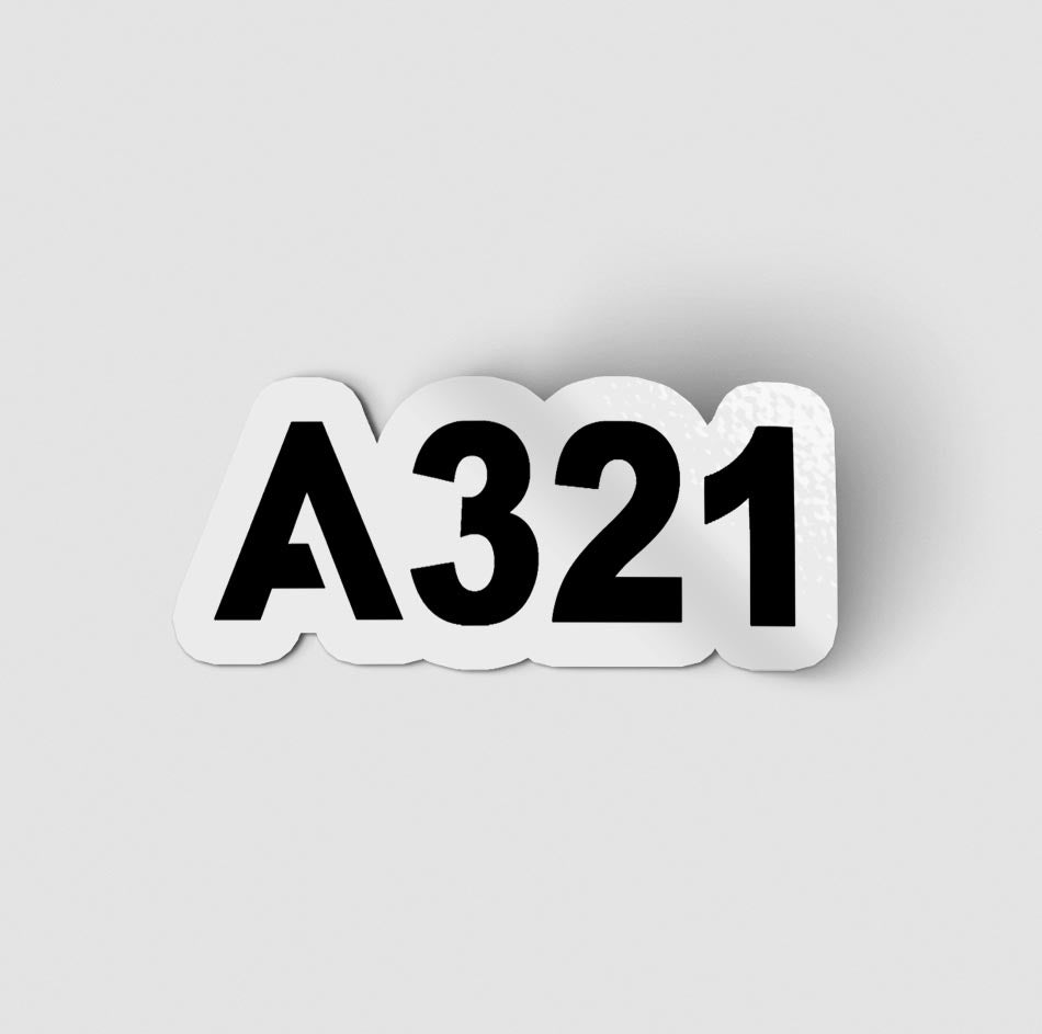 A321 Flat Text Designed Stickers