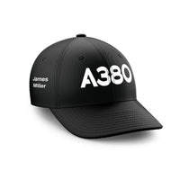 Thumbnail for Customizable Name & A380 Flat Text Embroidered Hats