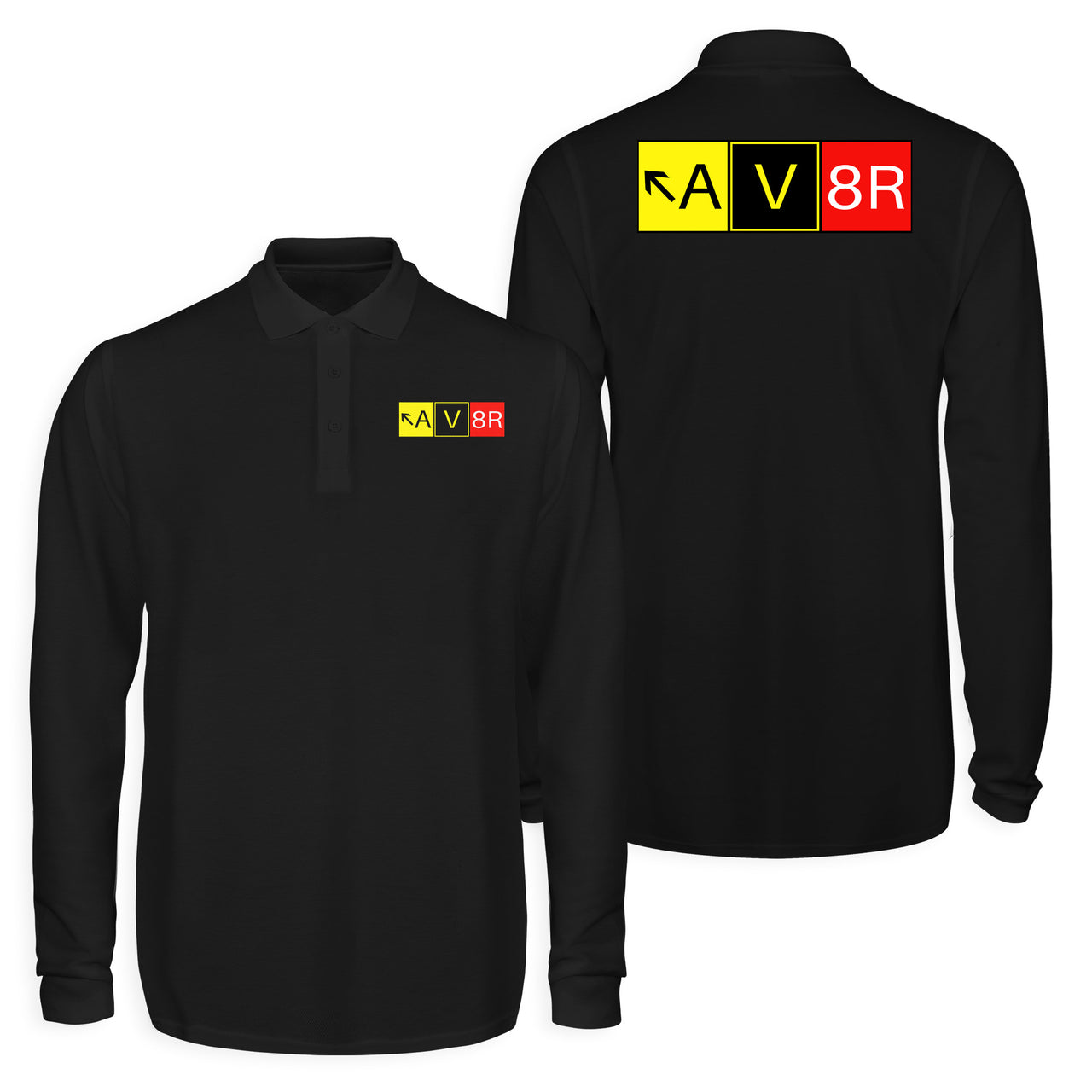 AV8R Designed Long Sleeve Polo T-Shirts (Double-Side)