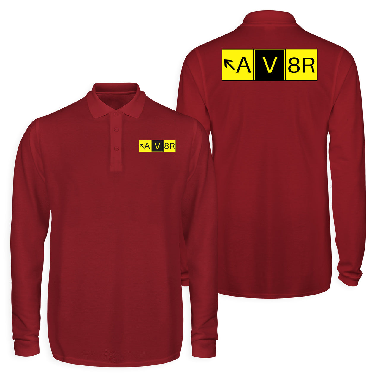 AV8R Designed Long Sleeve Polo T-Shirts (Double-Side)