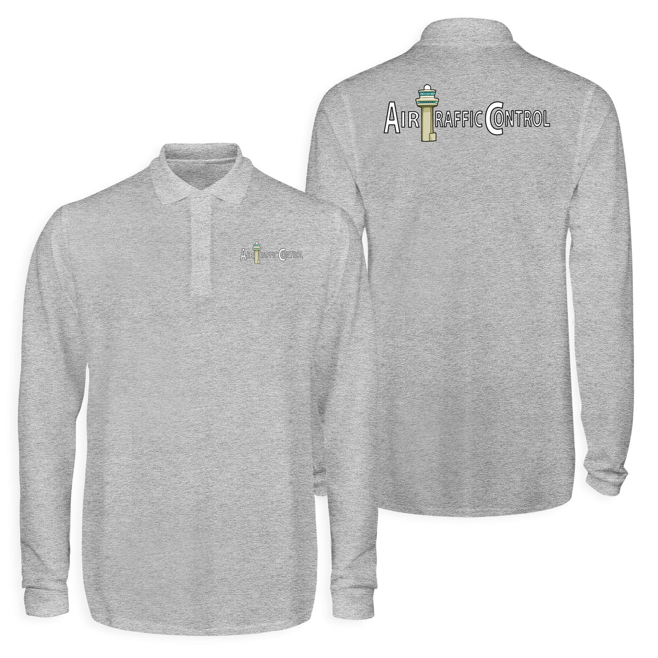 Air Traffic Control Designed Long Sleeve Polo T-Shirts (Double-Side)