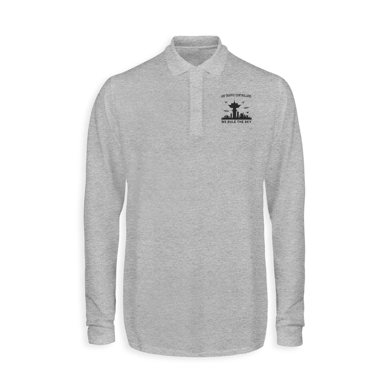 Air Traffic Controllers - We Rule The Sky Designed Long Sleeve Polo T-Shirts