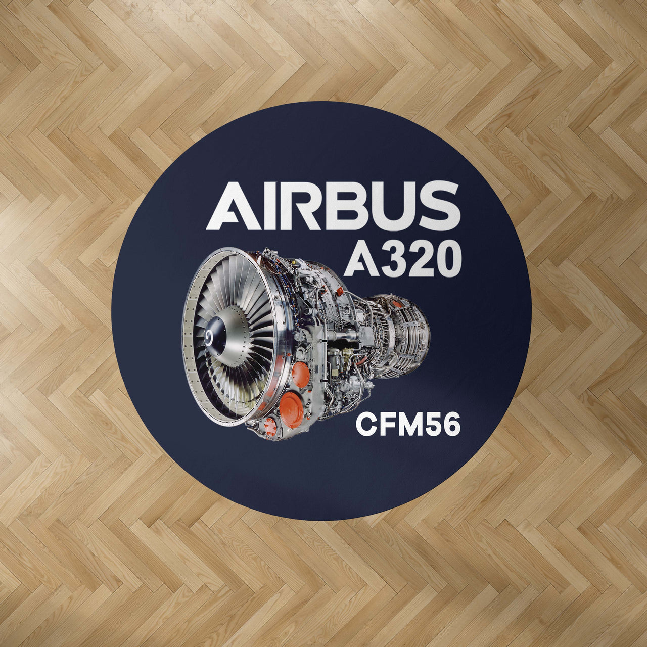 Airbus A320 & CFM56 Engine.png Designed Carpet & Floor Mats (Round)