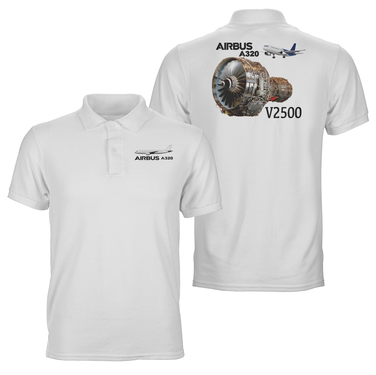 Airbus A320 & V2500 Engine Designed Double Side Polo T-Shirts