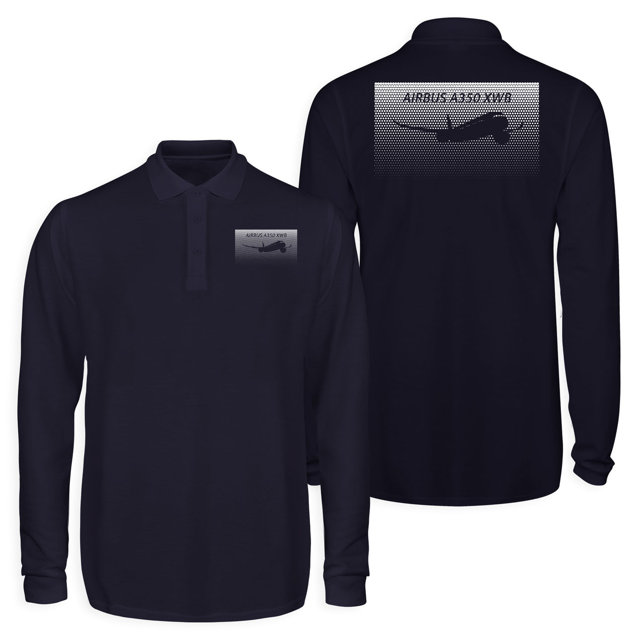 Airbus A350XWB & Dots Designed Long Sleeve Polo T-Shirts (Double-Side)