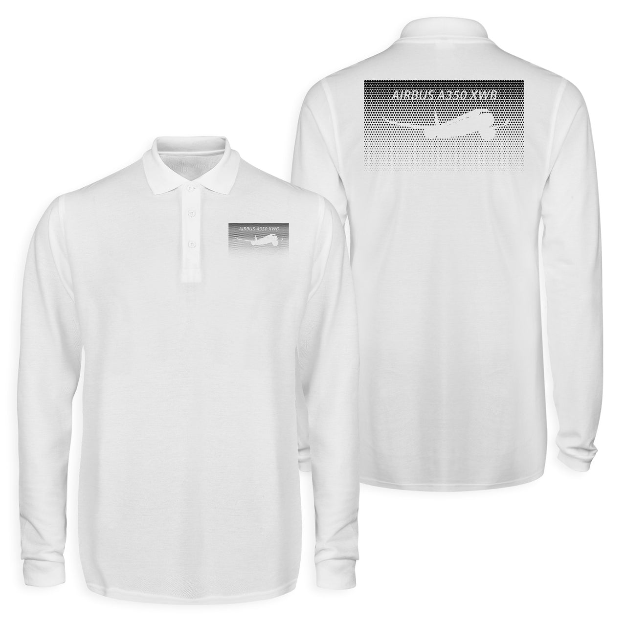 Airbus A350XWB & Dots Designed Long Sleeve Polo T-Shirts (Double-Side)