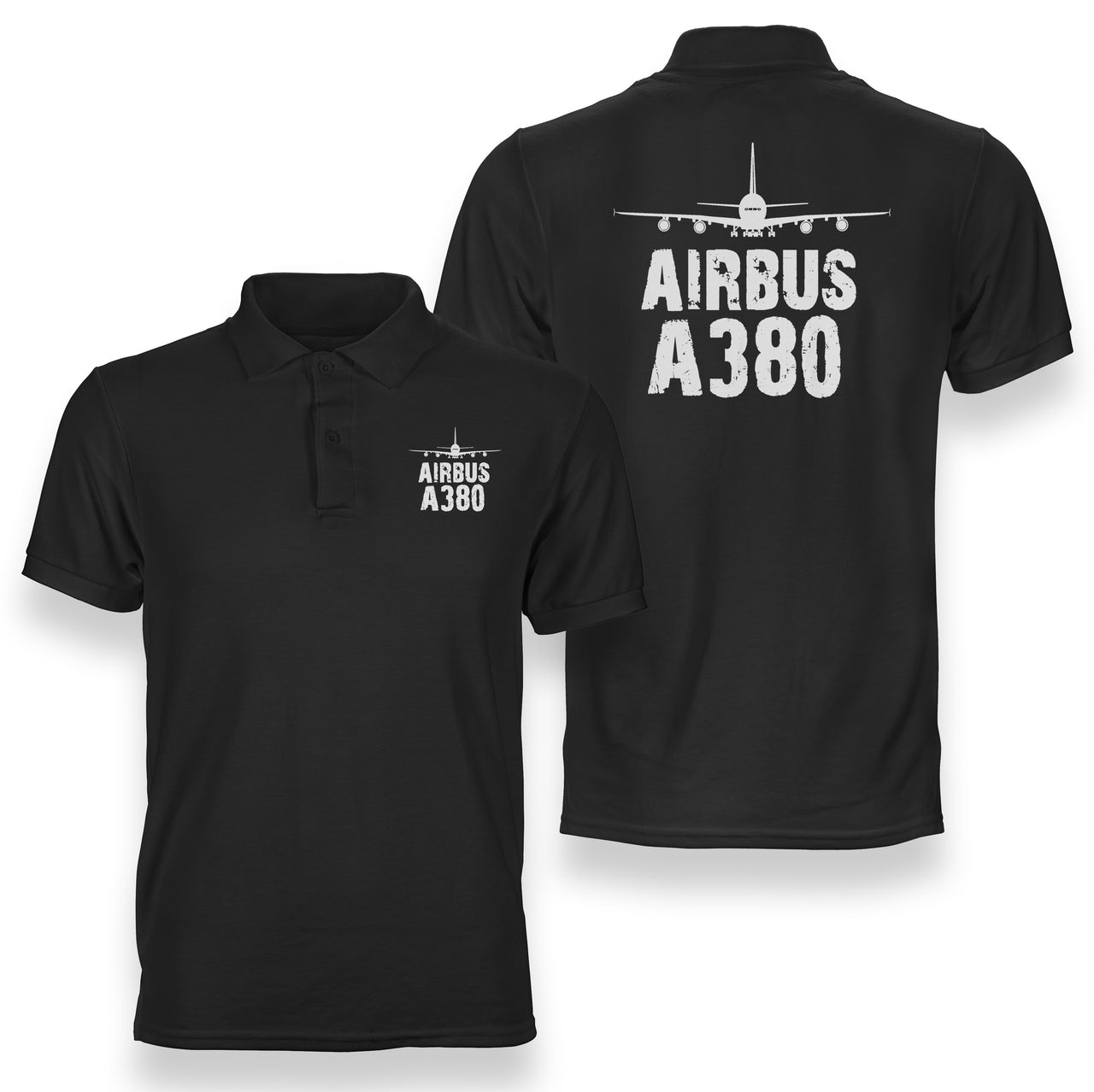 Airbus A380 & Plane Designed Double Side Polo T-Shirts