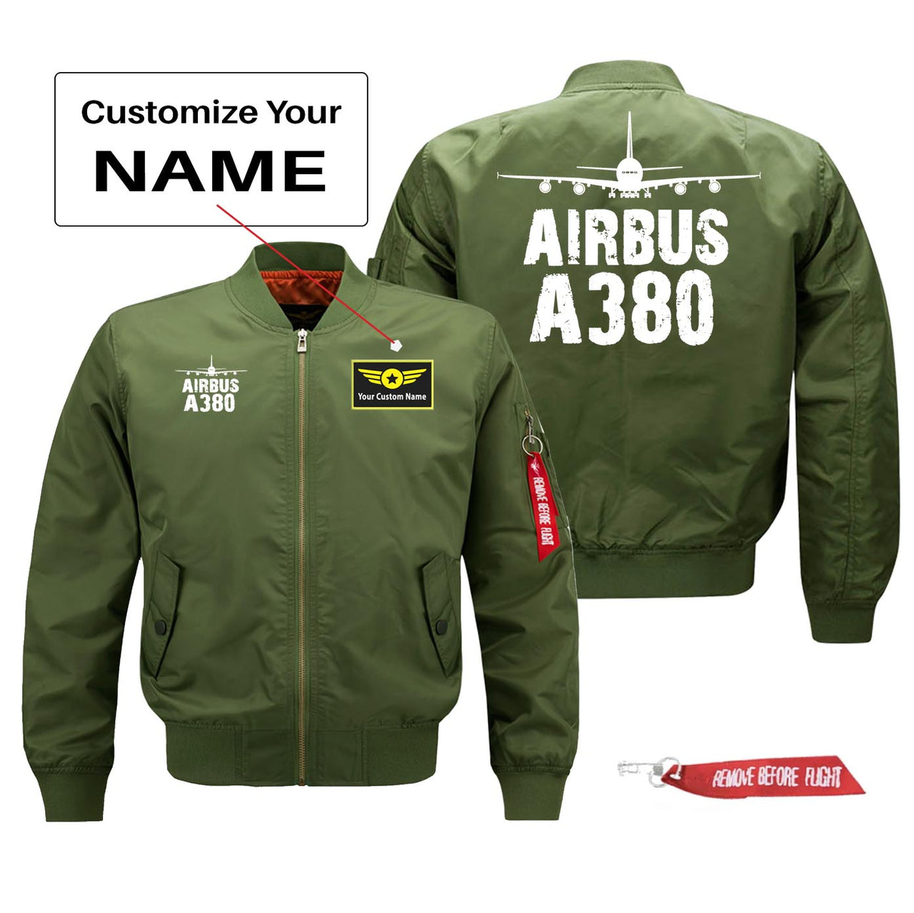 Airbus A380 Silhouette & Designed Pilot Jackets (Customizable)