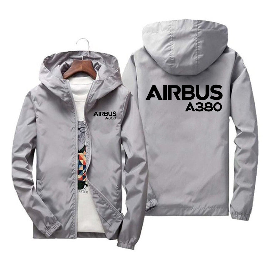Airbus A380 & Text Designed Windbreaker Jackets