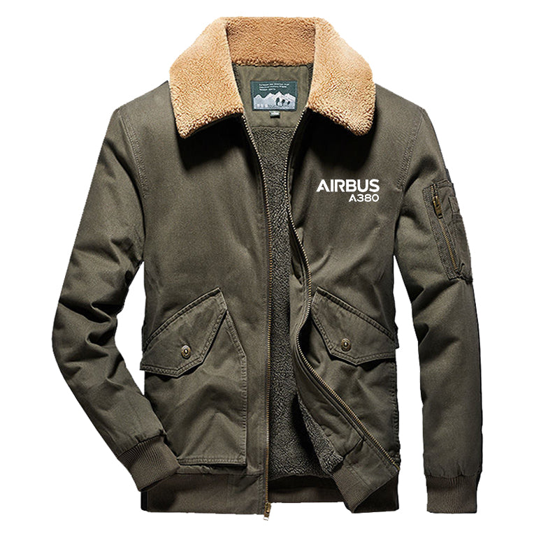 Airbus A380 & Text Designed Thick Bomber Jackets