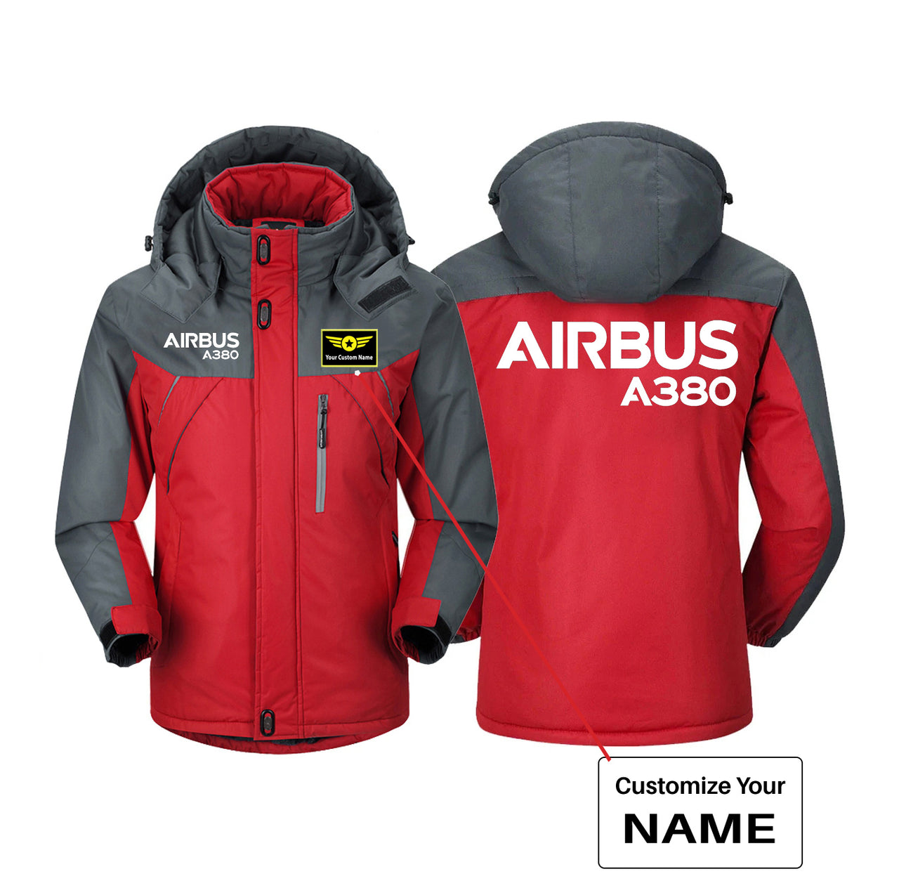 Airbus A380 & Text Designed Thick Winter Jackets