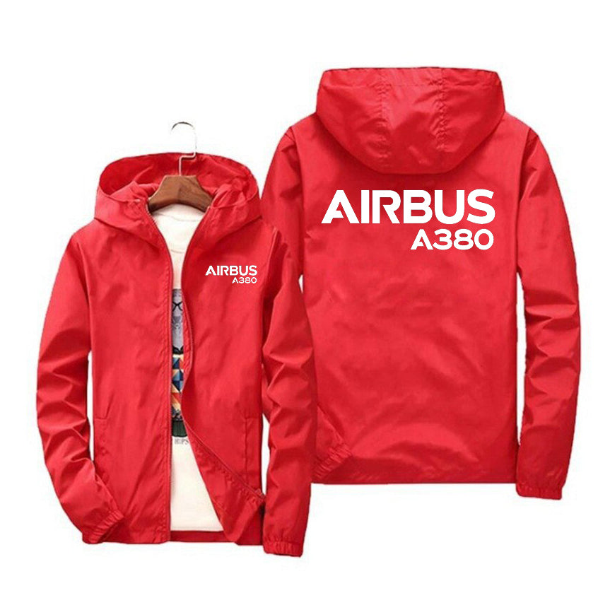 Airbus A380 & Text Designed Windbreaker Jackets