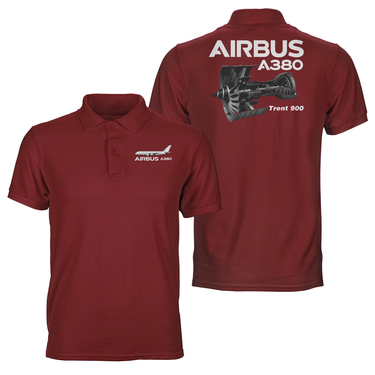 Airbus A380 & Trent 900 Engine Designed Double Side Polo T-Shirts