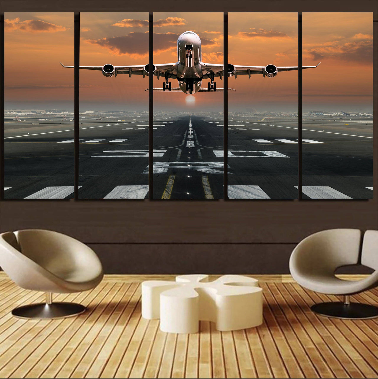 Aircraft Departing from RW30 Printed Canvas Prints (5 Pieces) Aviation Shop 
