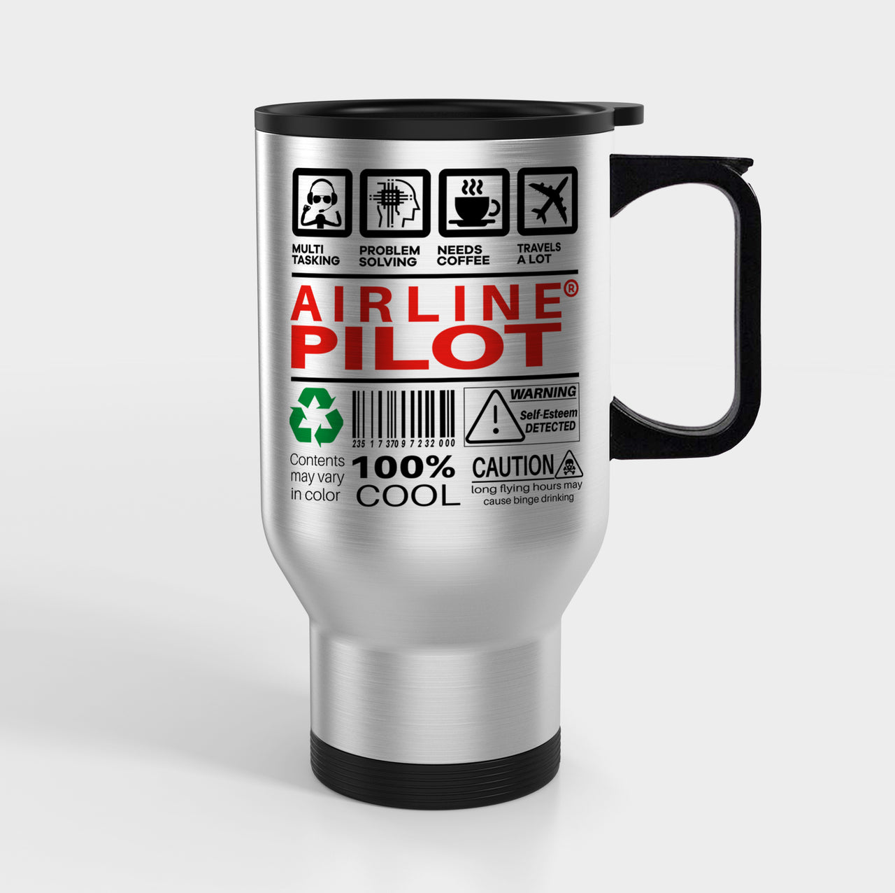Airline Pilot Label Designed Travel Mugs (With Holder)