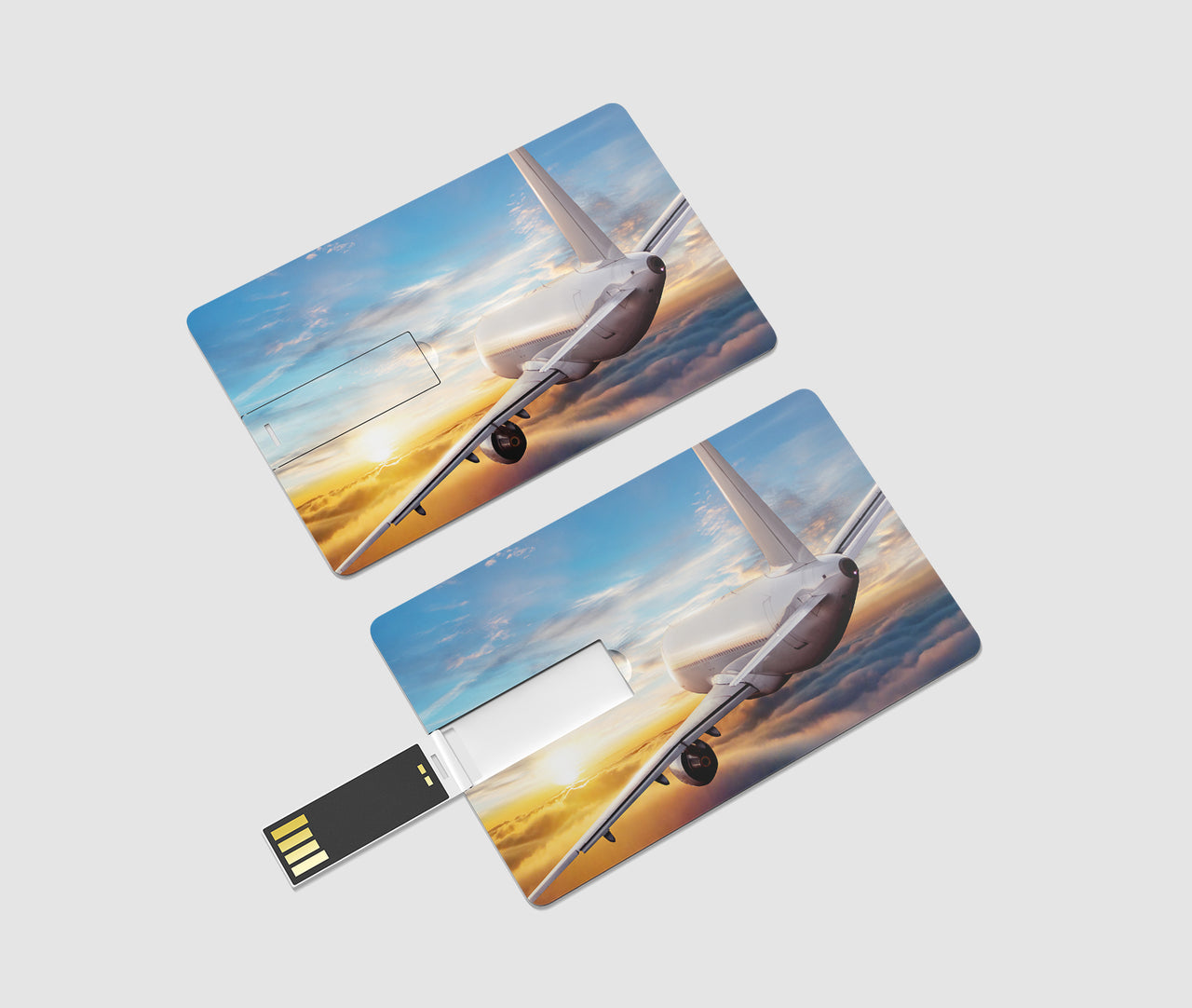 Airliner Jet Cruising over Clouds Designed USB Cards