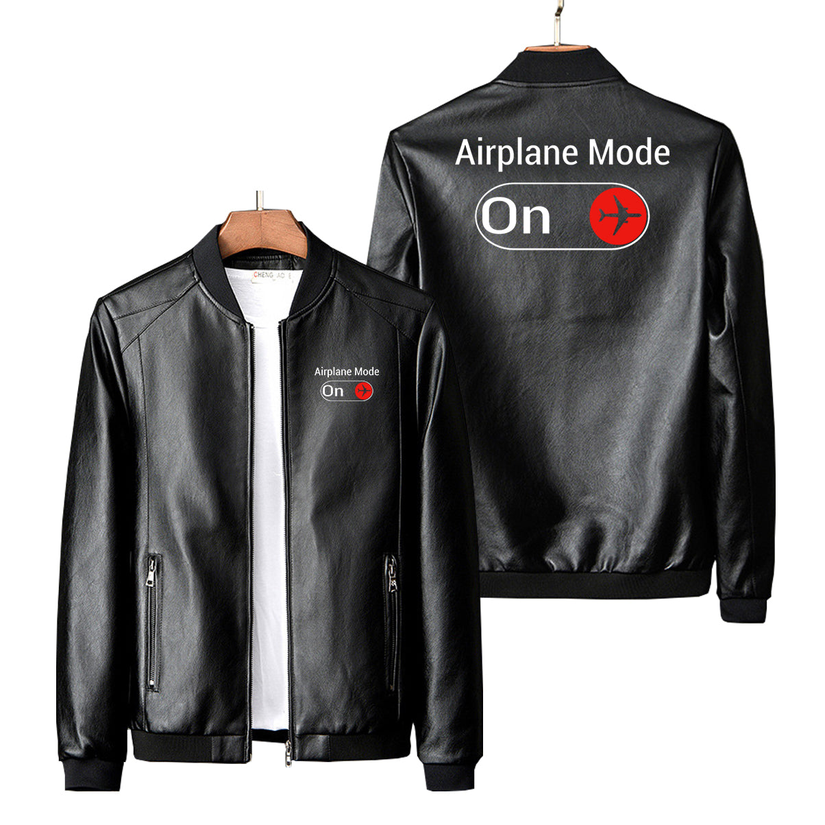 Airplane Mode On Designed PU Leather Jackets