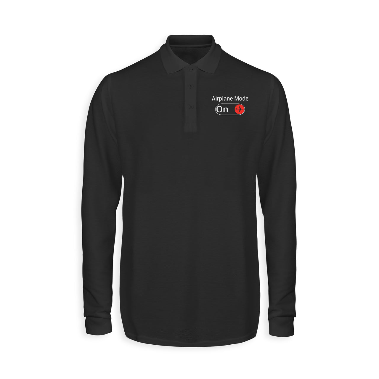 Airplane Mode On Designed Long Sleeve Polo T-Shirts