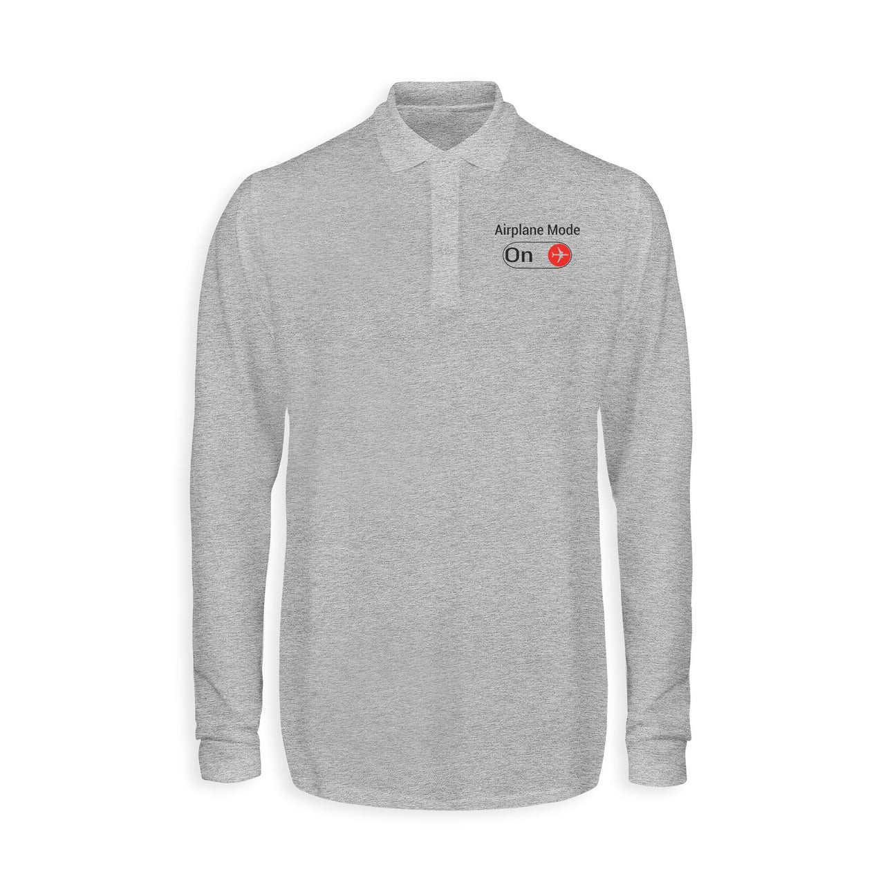 Airplane Mode On Designed Long Sleeve Polo T-Shirts
