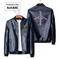 Thumbnail for Airplane Shape Aviation Alphabet Designed PU Leather Jackets