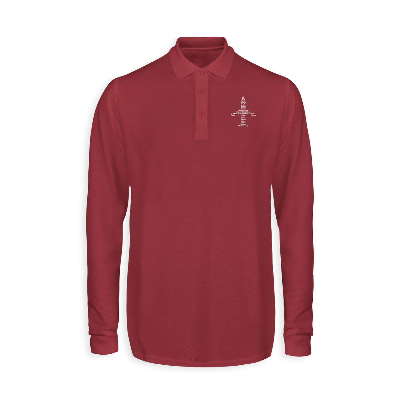 Airplane Shape Aviation Alphabet Designed Long Sleeve Polo T-Shirts