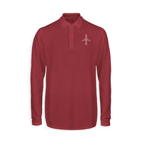 Thumbnail for Airplane Shape Aviation Alphabet Designed Long Sleeve Polo T-Shirts
