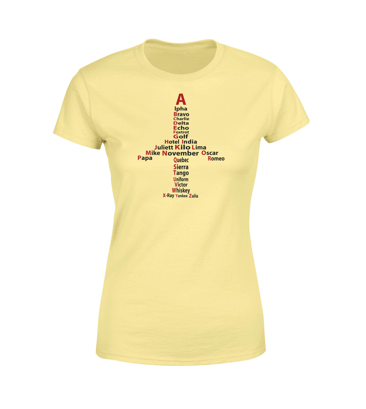 Airplane Shape Aviation Alphabet Designed Women T-Shirts