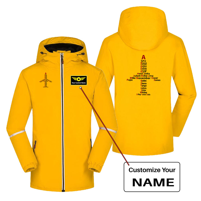 Airplane Shape Aviation Alphabet Designed Rain Coats & Jackets