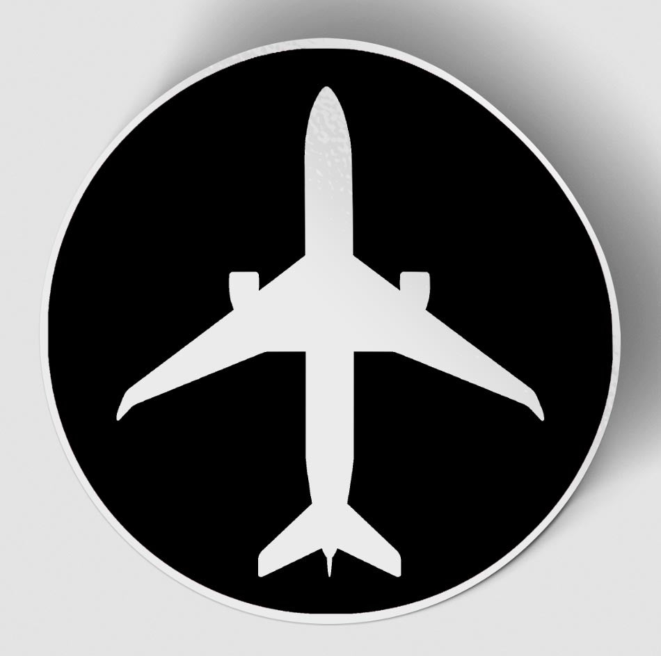Airplane & Circle (Black) Designed Stickers