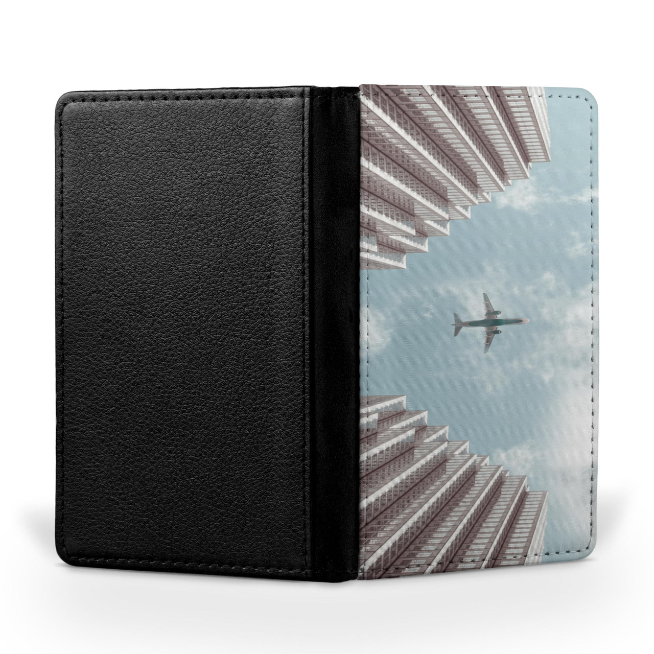 Airplane Flying Over Runway Printed Passport & Travel Cases