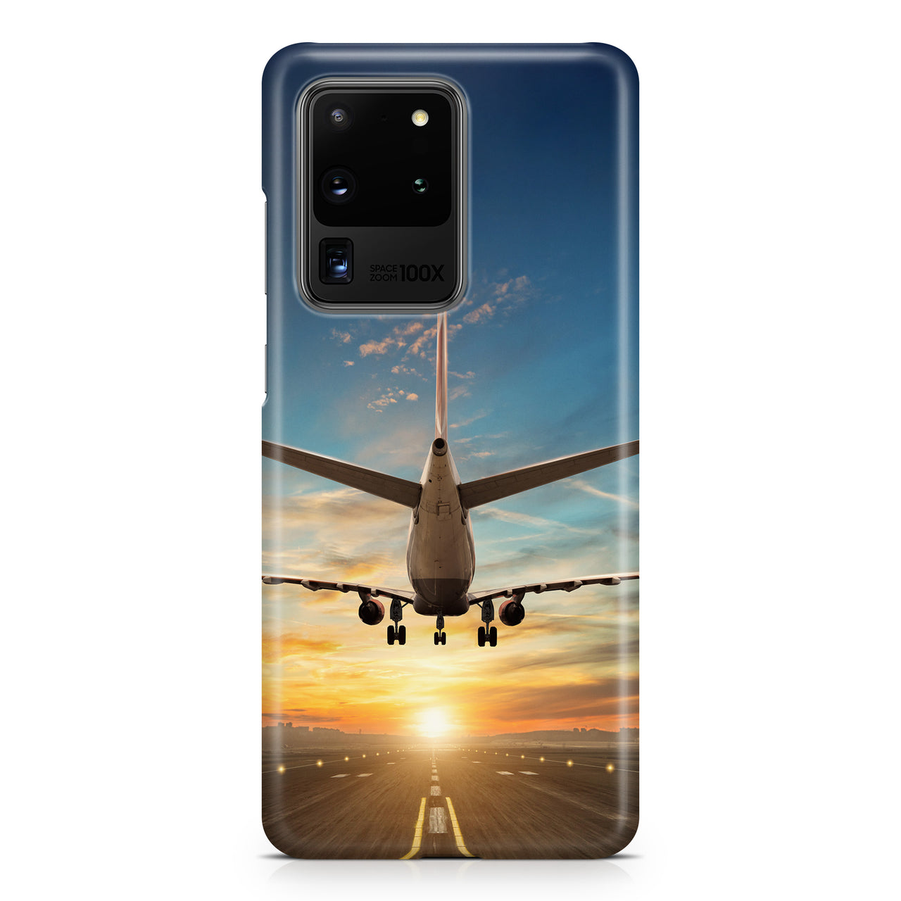 Airplane over Runway Towards the Sunrise Samsung S & Note Cases