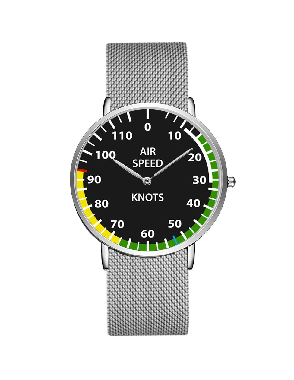 Airplane Instrument Series (Airspeed) Stainless Steel Strap Watches Pilot Eyes Store Silver & Silver Stainless Steel Strap 