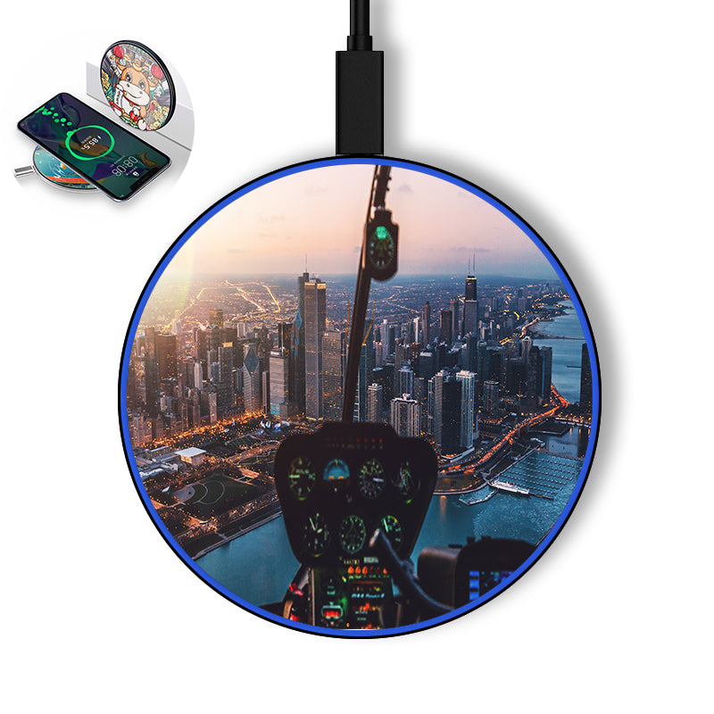 Amazing City View from Helicopter Cockpit Designed Wireless Chargers