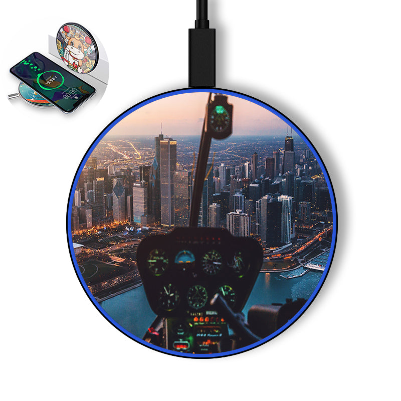 Amazing City View from Helicopter Cockpit Designed Wireless Chargers