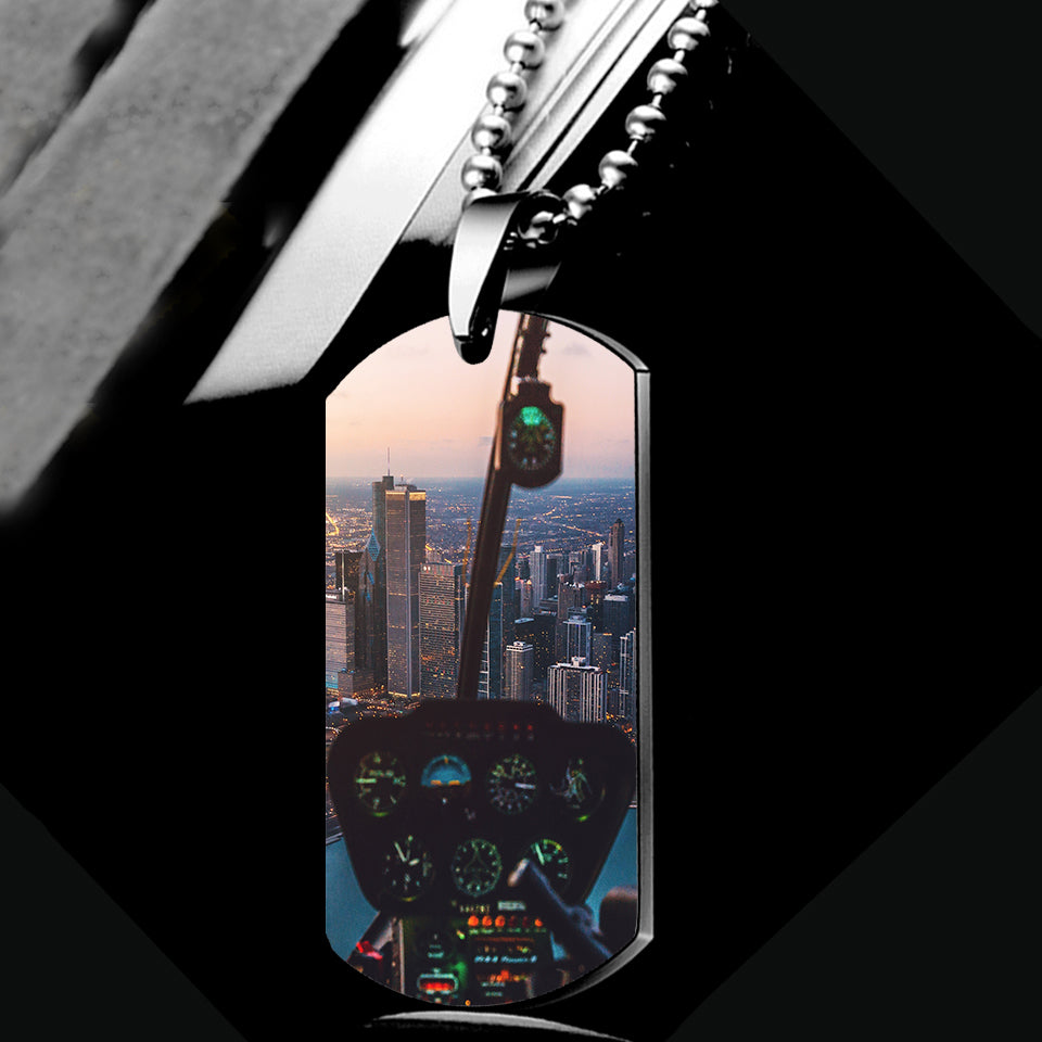 Amazing City View from Helicopter Cockpit Designed Metal Necklaces