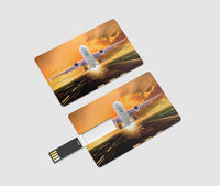 Thumbnail for Amazing Departing Aircraft Sunset & Clouds Behind Designed USB Cards