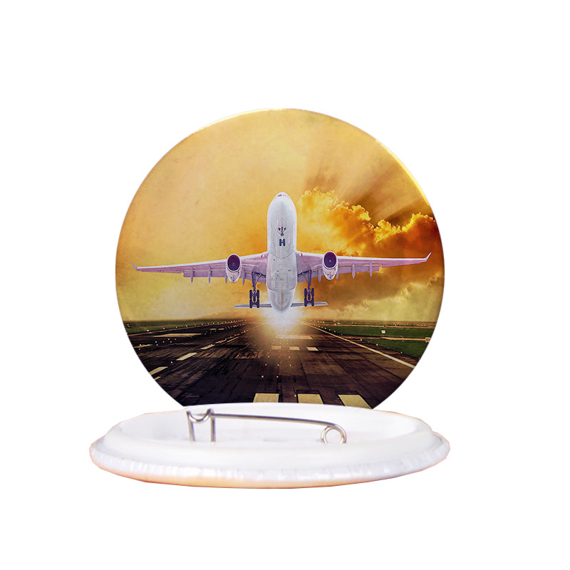 Amazing Departing Aircraft Sunset & Clouds Behind Designed Pins