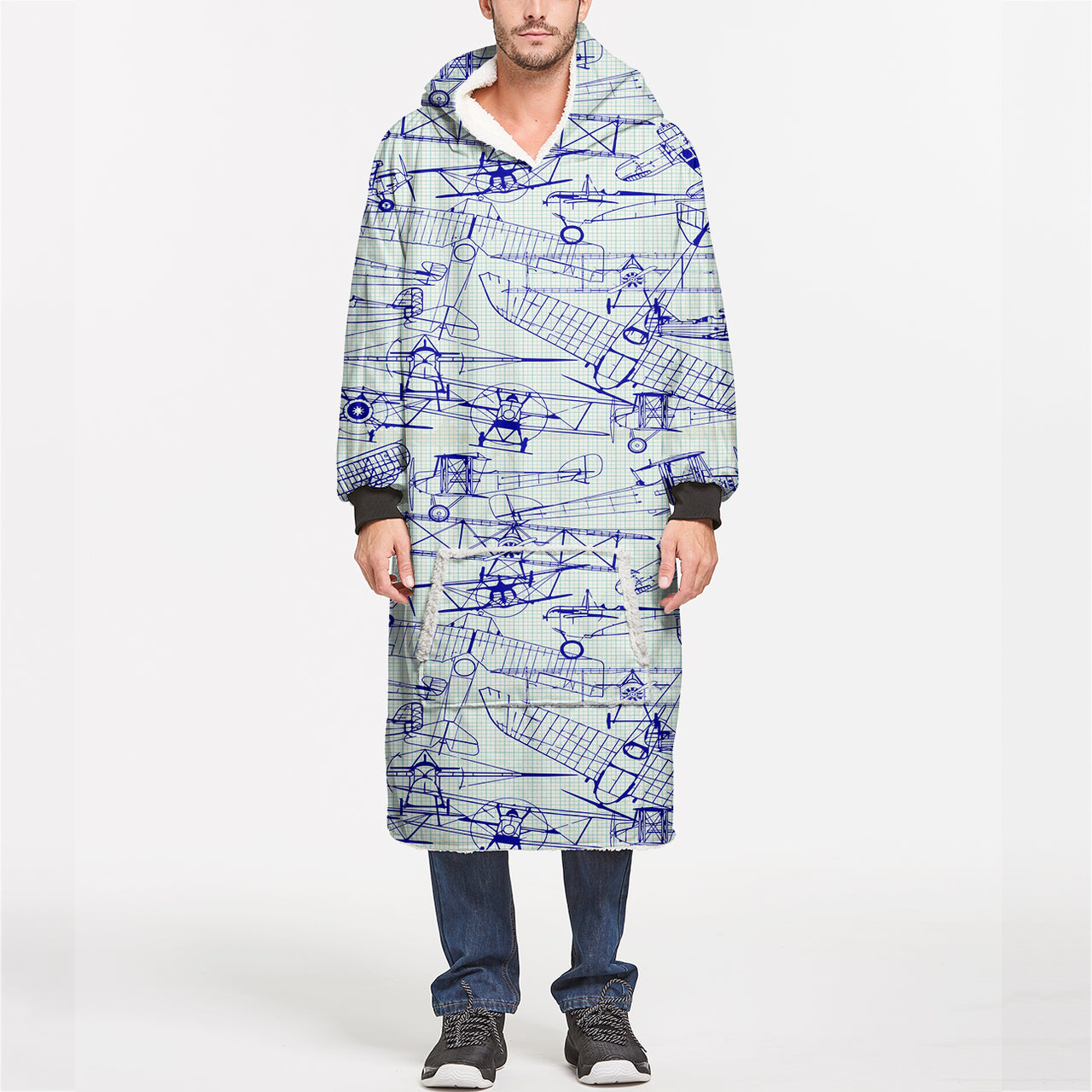 Amazing Drawings of Old Aircrafts Designed Blanket Hoodies