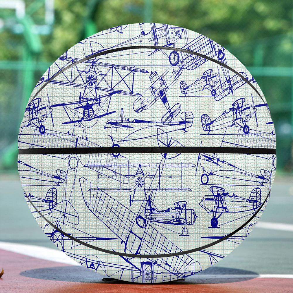 Amazing Drawings of Old Aircrafts Designed Basketball