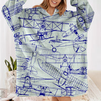 Thumbnail for Amazing Drawings of Old Aircrafts Designed Blanket Hoodies