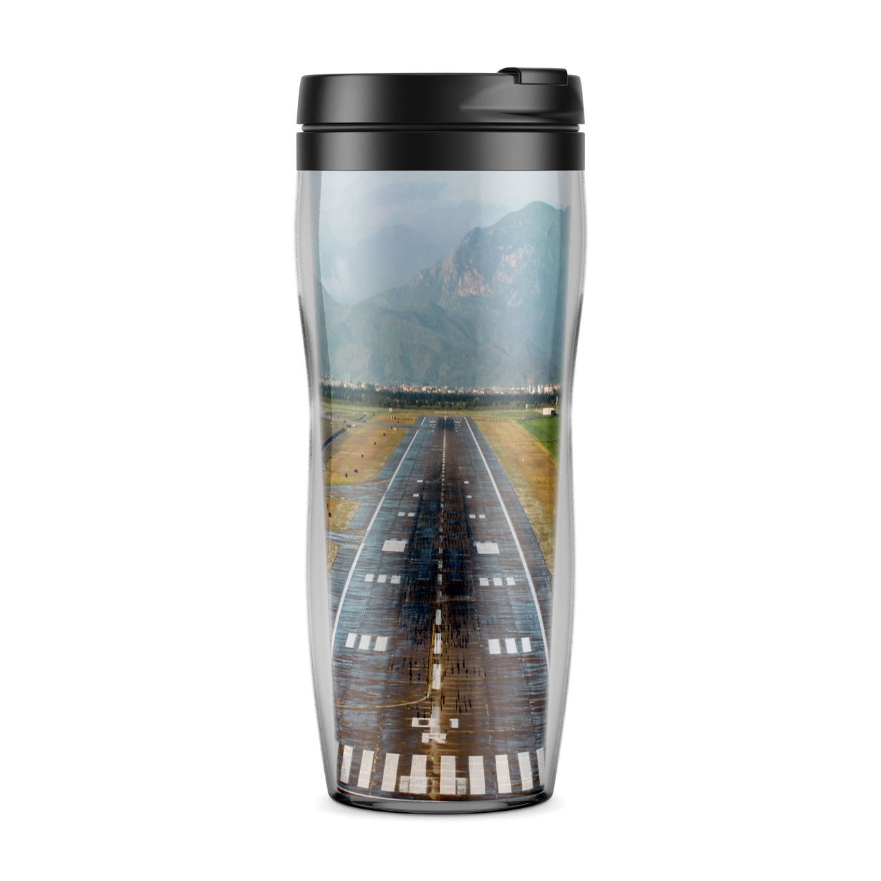 Amazing Mountain View & Runway Designed Travel Mugs