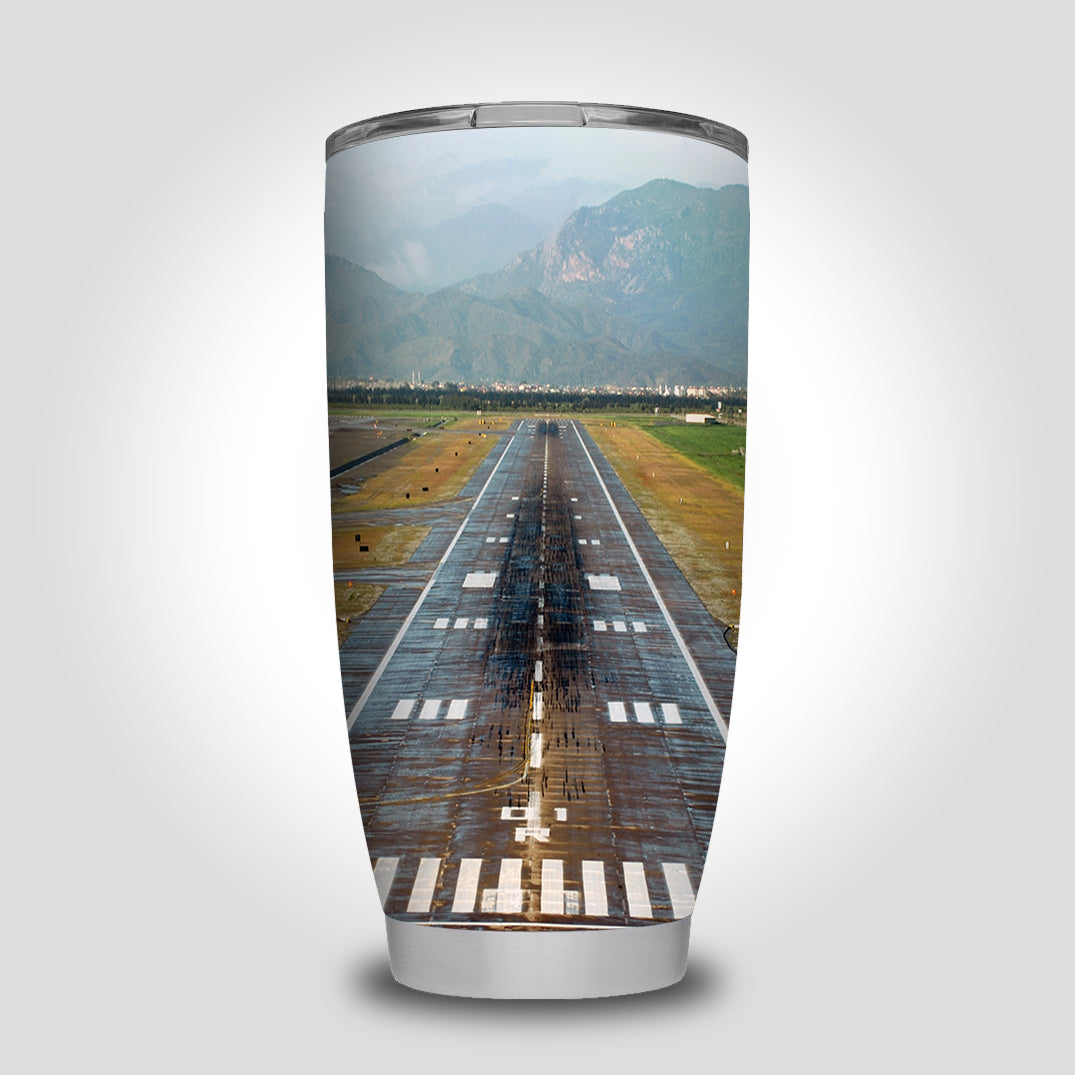 Amazing Mountain View & Runway Designed Tumbler Travel Mugs