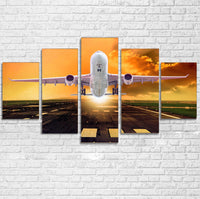 Thumbnail for Amazing Departing Aircraft Sunset & Clouds Behind Printed Multiple Canvas Poster