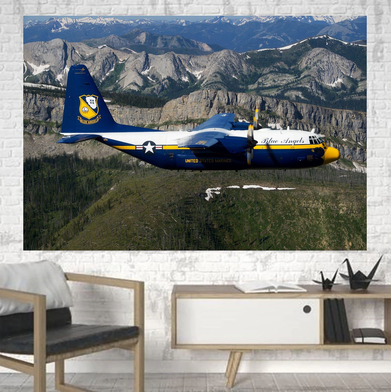 Amazing View with Blue Angels Aircraft Printed Canvas Posters (1 Piece) Aviation Shop 