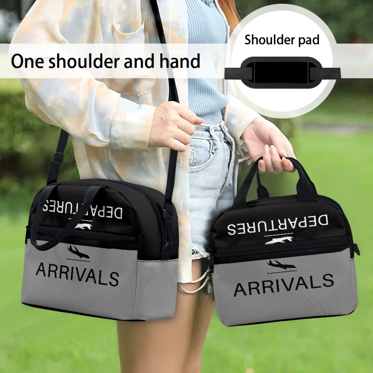 Arrival & Departures(Gray) Designed Lunch Bags