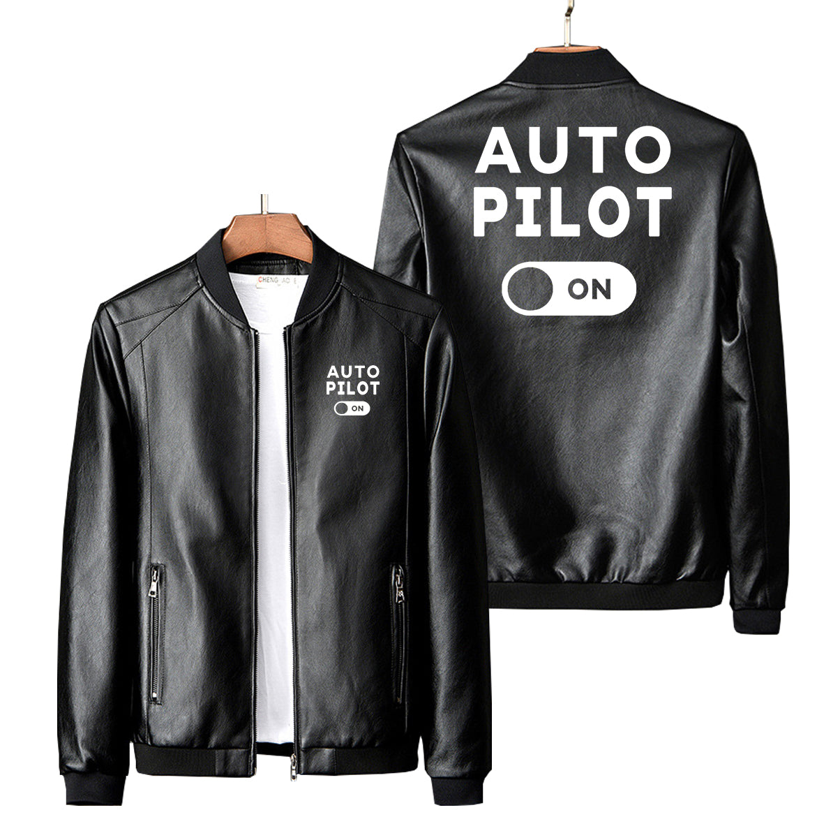 Auto Pilot ON Designed PU Leather Jackets