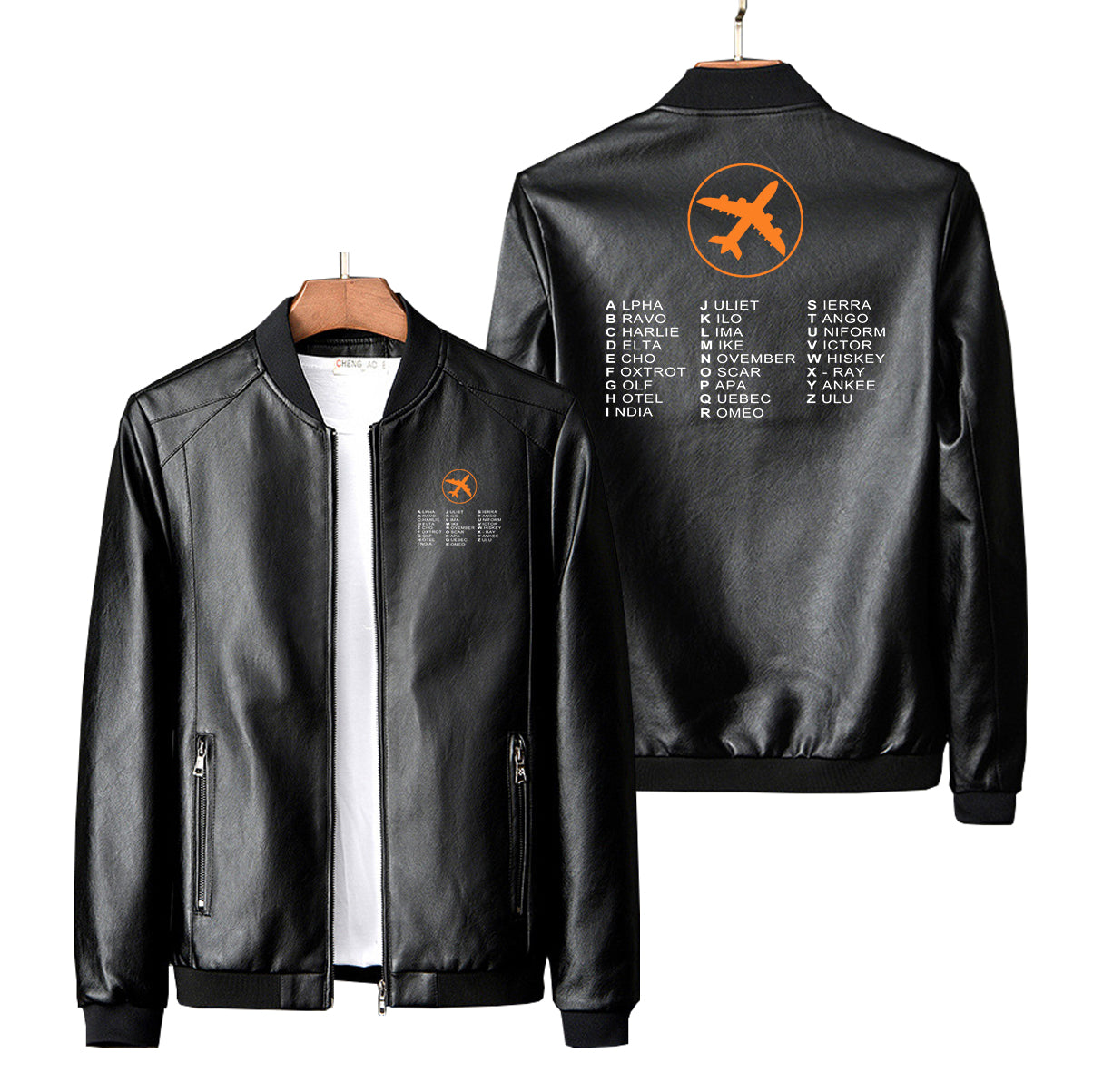 Aviation Alphabet 2 Designed PU Leather Jackets