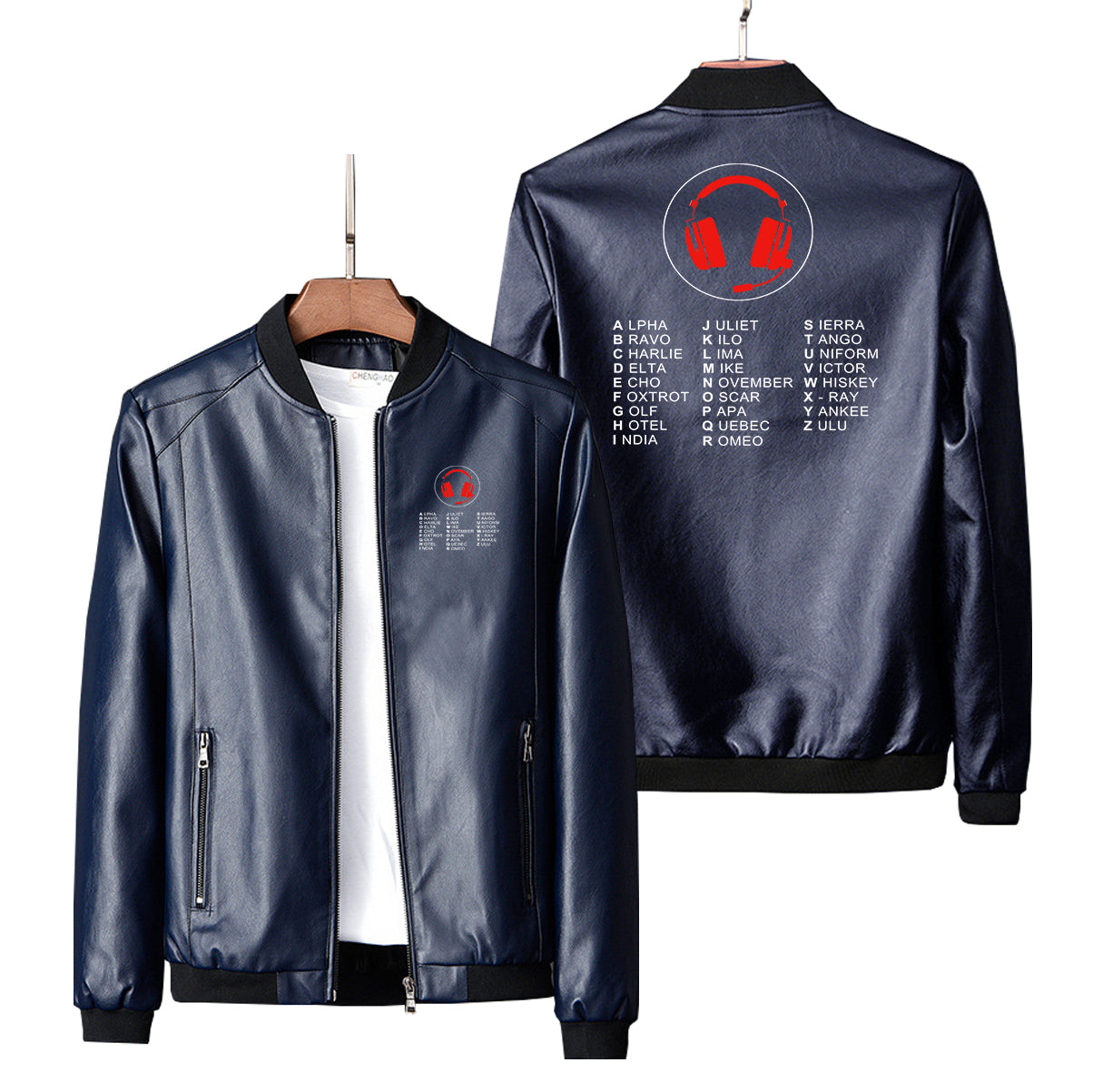 Aviation Alphabet 3 Designed PU Leather Jackets