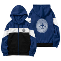 Thumbnail for Aviation Finger Print Designed Colourful Zipped Hoodies